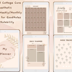 Undated Cottage Core Aesthetic Digital Daily/ Weekly/ Monthly Planner for Goodnotes and Notability