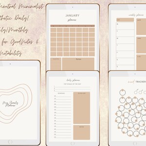 Undated Neutral Minimalist Aesthetic Digital Daily/ Weekly/ Monthly Planner for Goodnotes and Notability