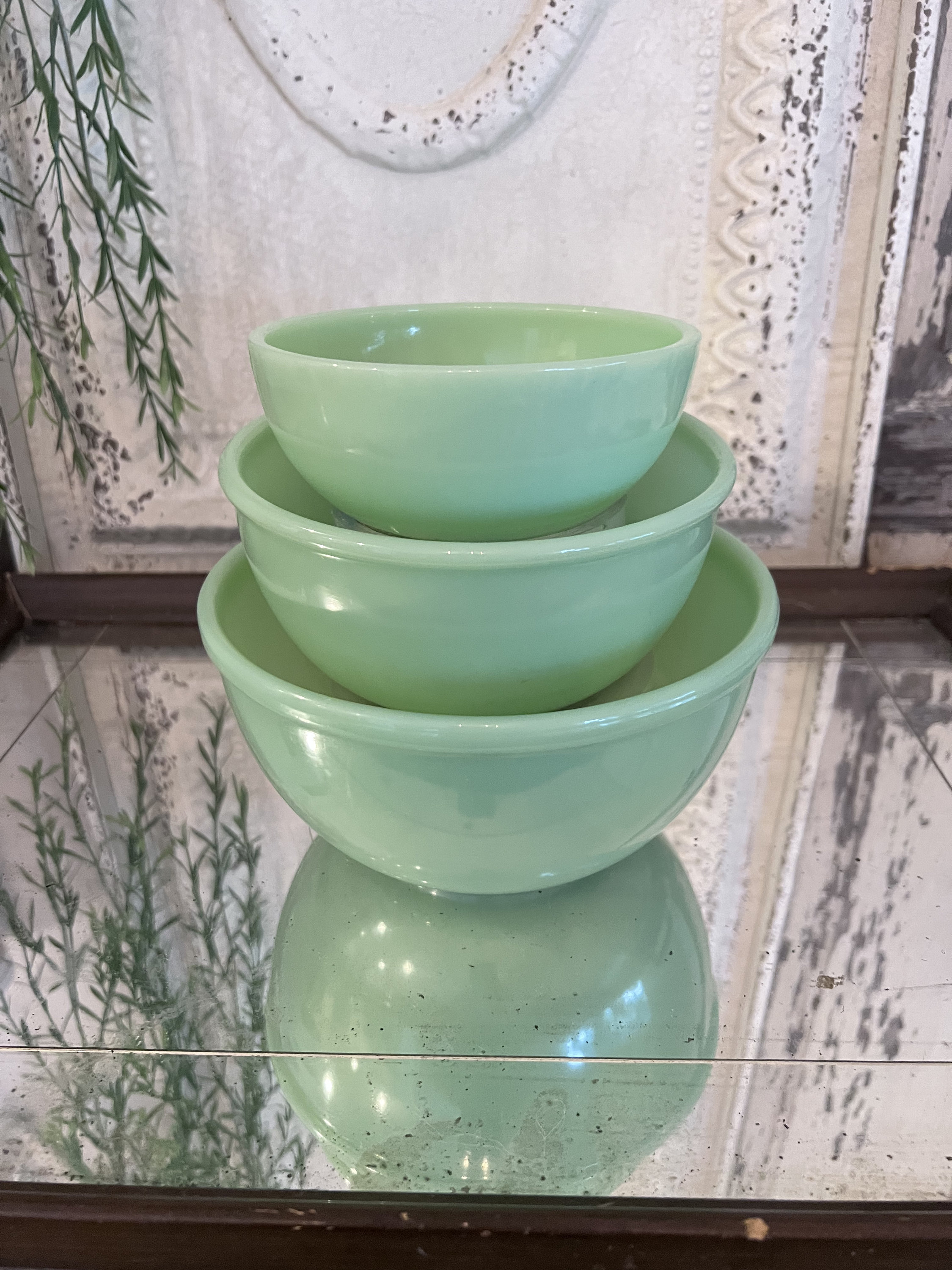 Mosser Glass 3 Piece Mixing Bowl Set Jadeite