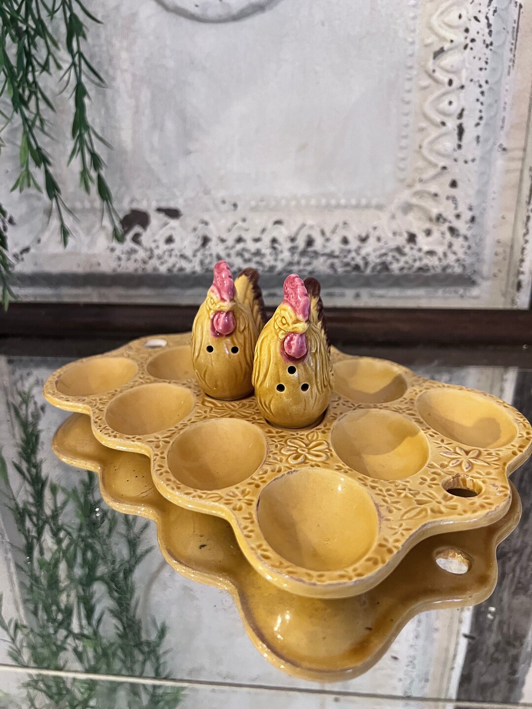 Vintage Egg Tray and Shakers Etsy
