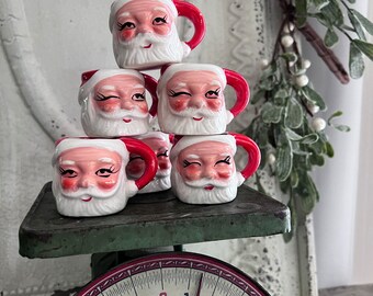 骨董　小柄　2本セット Vintage Six Mini Winking Santa Mugs Vintage - Etsy