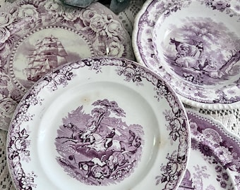 Colección de platos antiguos de loza del siglo XIX