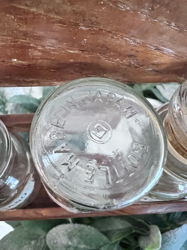 Vintage Spice Rack With Glass Bottle With Stoppers Etsy