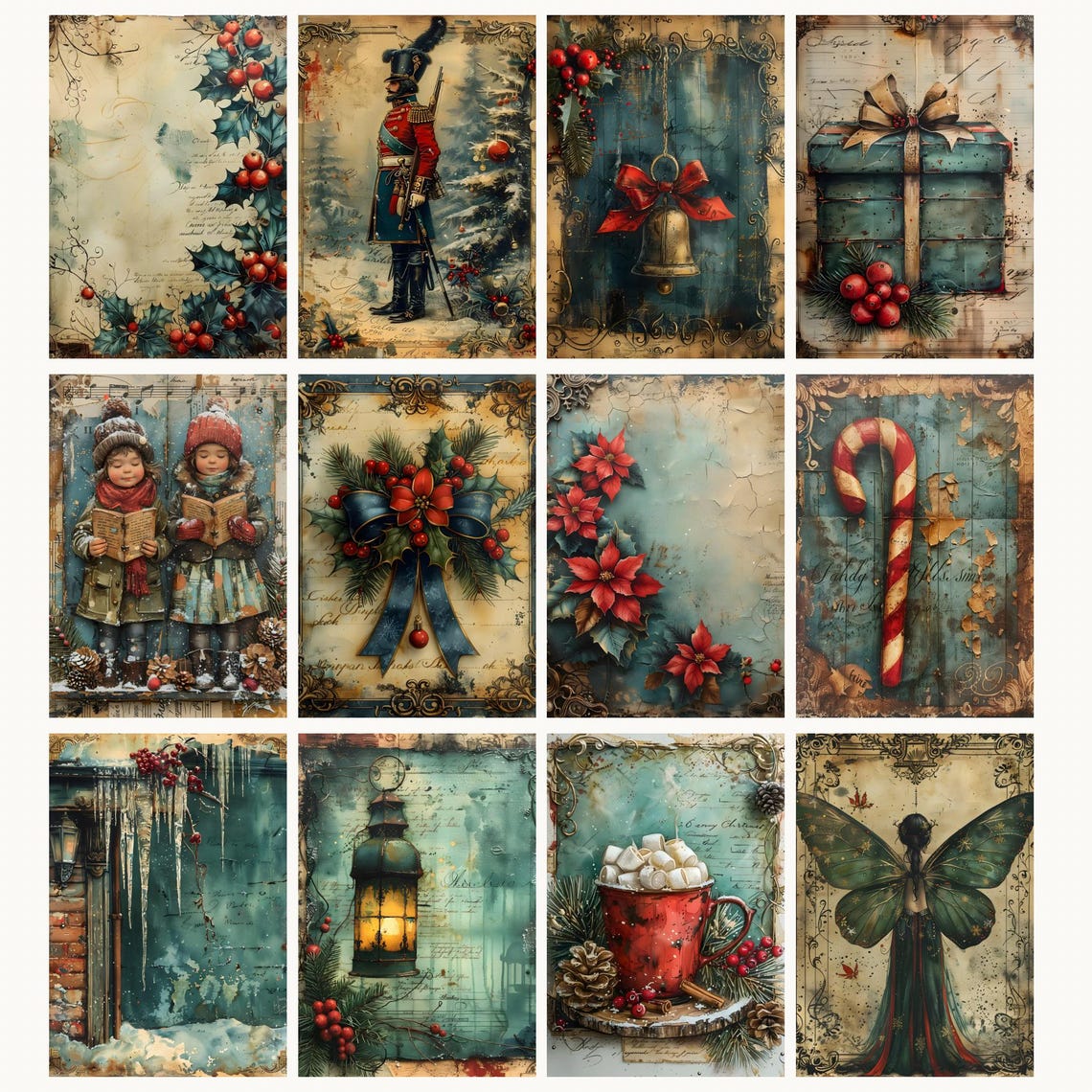 Christmas Junk Journal Pages Holiday Printable Ephemera Vintage Style ...