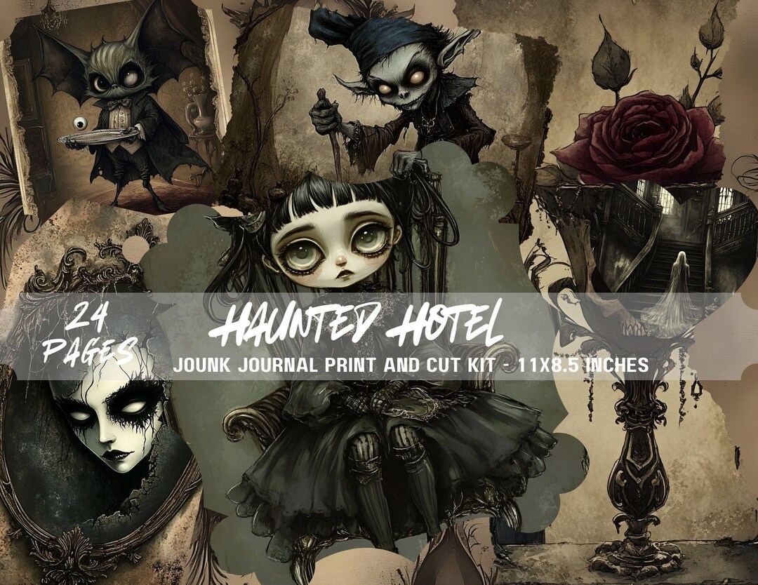 Haunted Hotel Junk Journal Kit, Printable Gothic Scrapbooking Kit ...