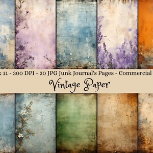 Vintage Papier, Junk Journal Seiten, Scrapbooking, druckbare Hintergründe, 8.5x11, 300 DPI, kommerzielle Nutzung, Instant Download