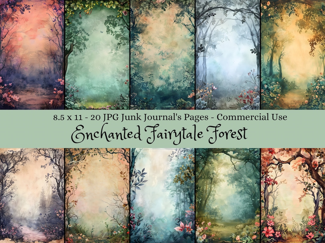 Enchanted Fairytale Forest Digital Junk Journal Pages 8.5x11, Printable ...