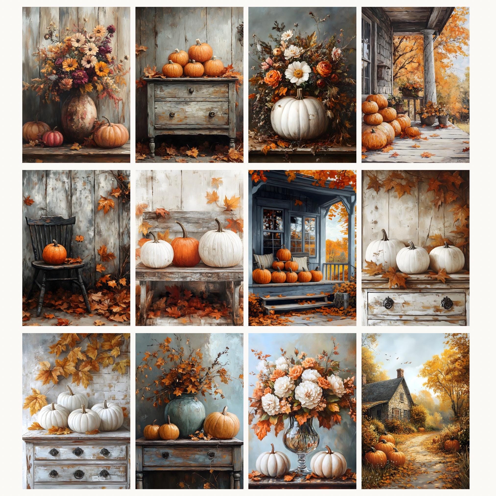 Rustic Fall Junk Journal Pages, 8.5 X 11 Printable JPEG, Autumn Pumpkin ...