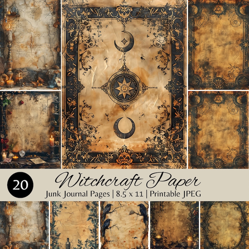 Witchcraft Paper Pack, Junk Journal Pages, 8.5 X 11 Printable JPEG ...