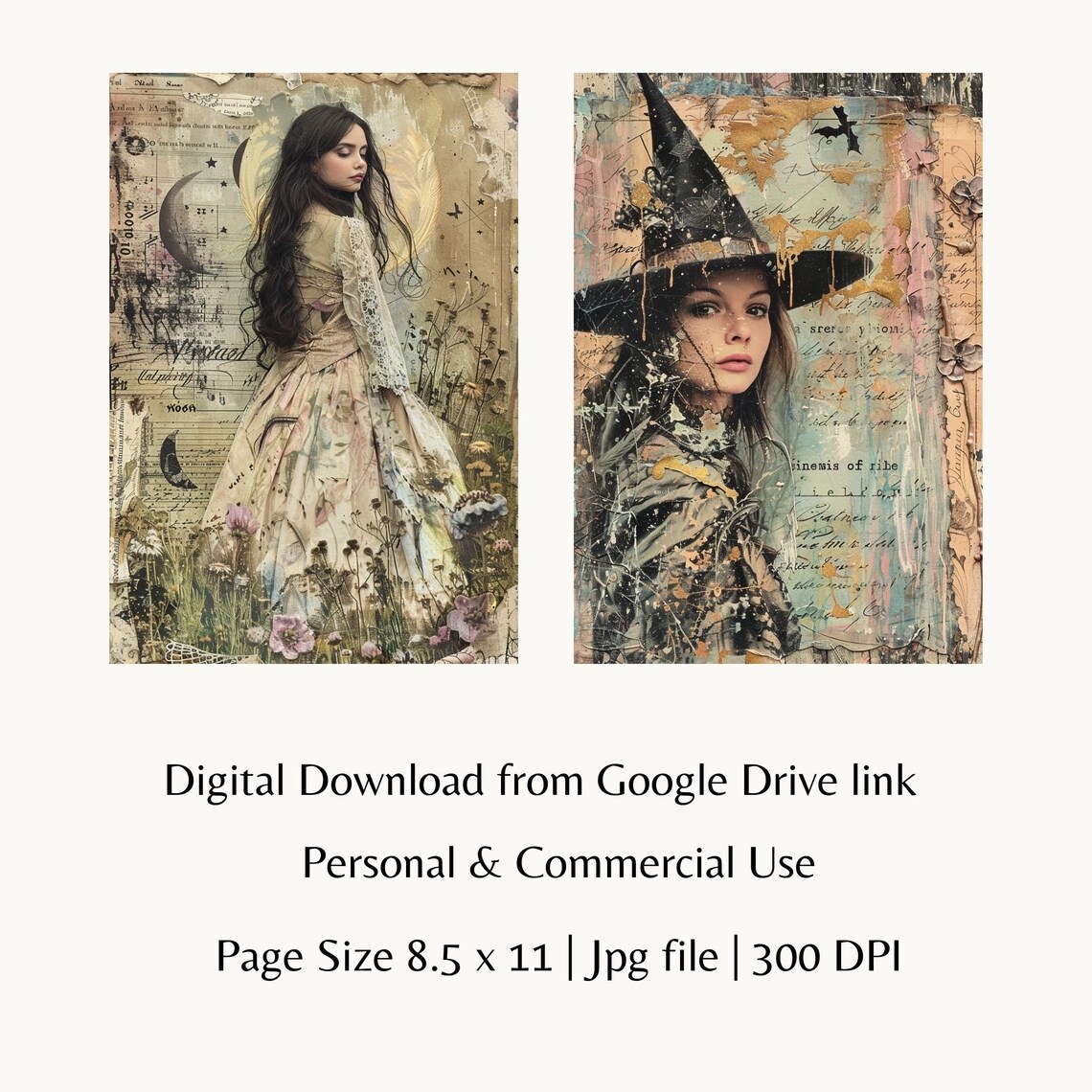 Vintage Witch Junk Journal Pages, Printable Art for Scrapbooking and ...