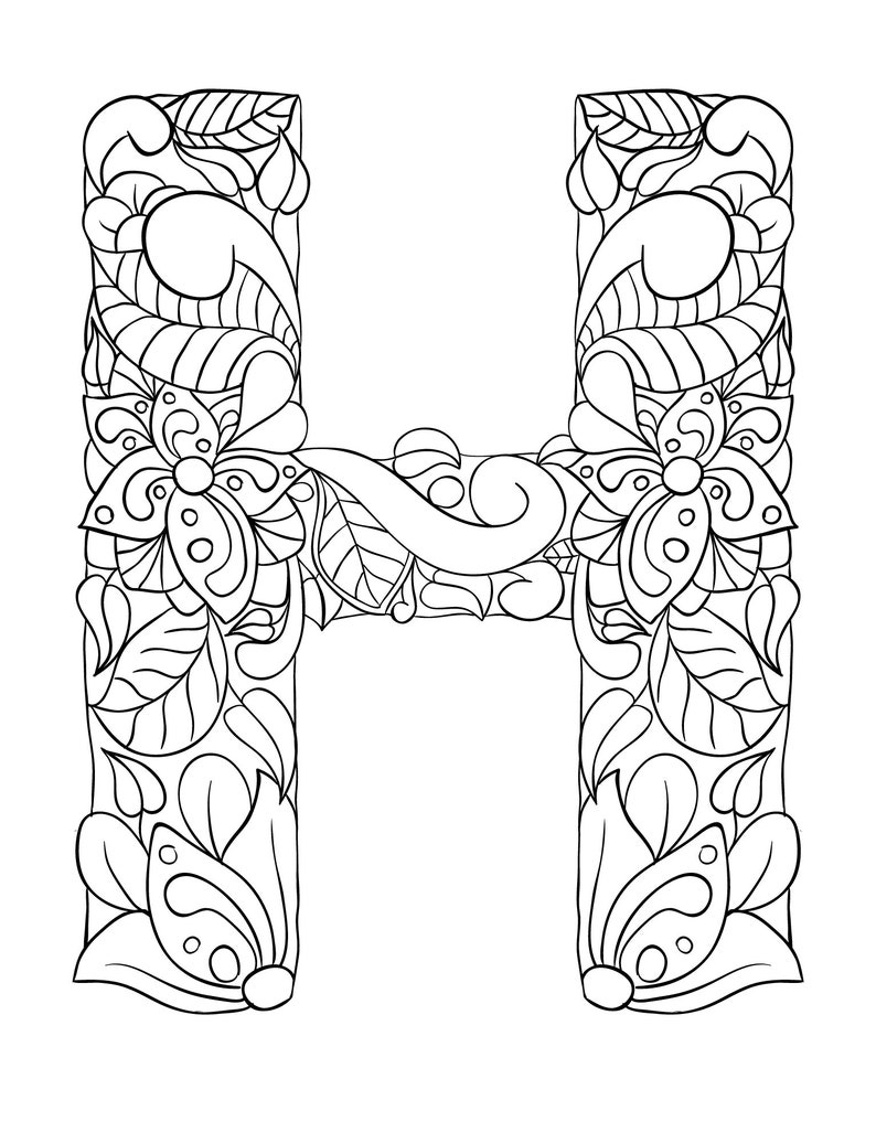 Mandala Alphabet Coloring Book Mandala Letters Coloring for Etsy