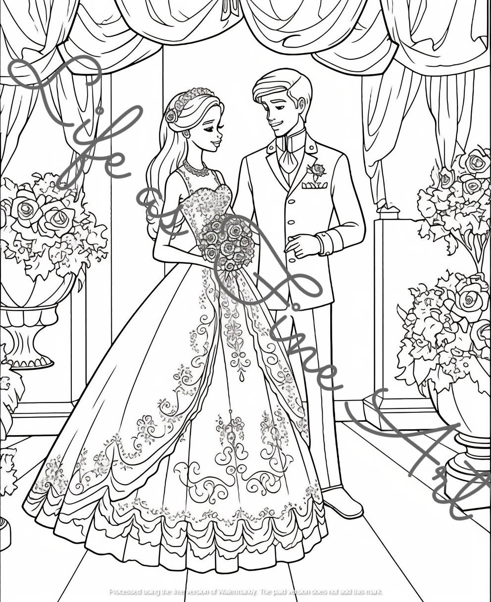 Barbie And Ken Wedding Coloring Pages