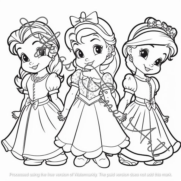Cartoon Little Princess Coloring Pages for Girls | KDP Interior Coloring Book | 36 Designs for Publishing Coloring Book,  commercial use