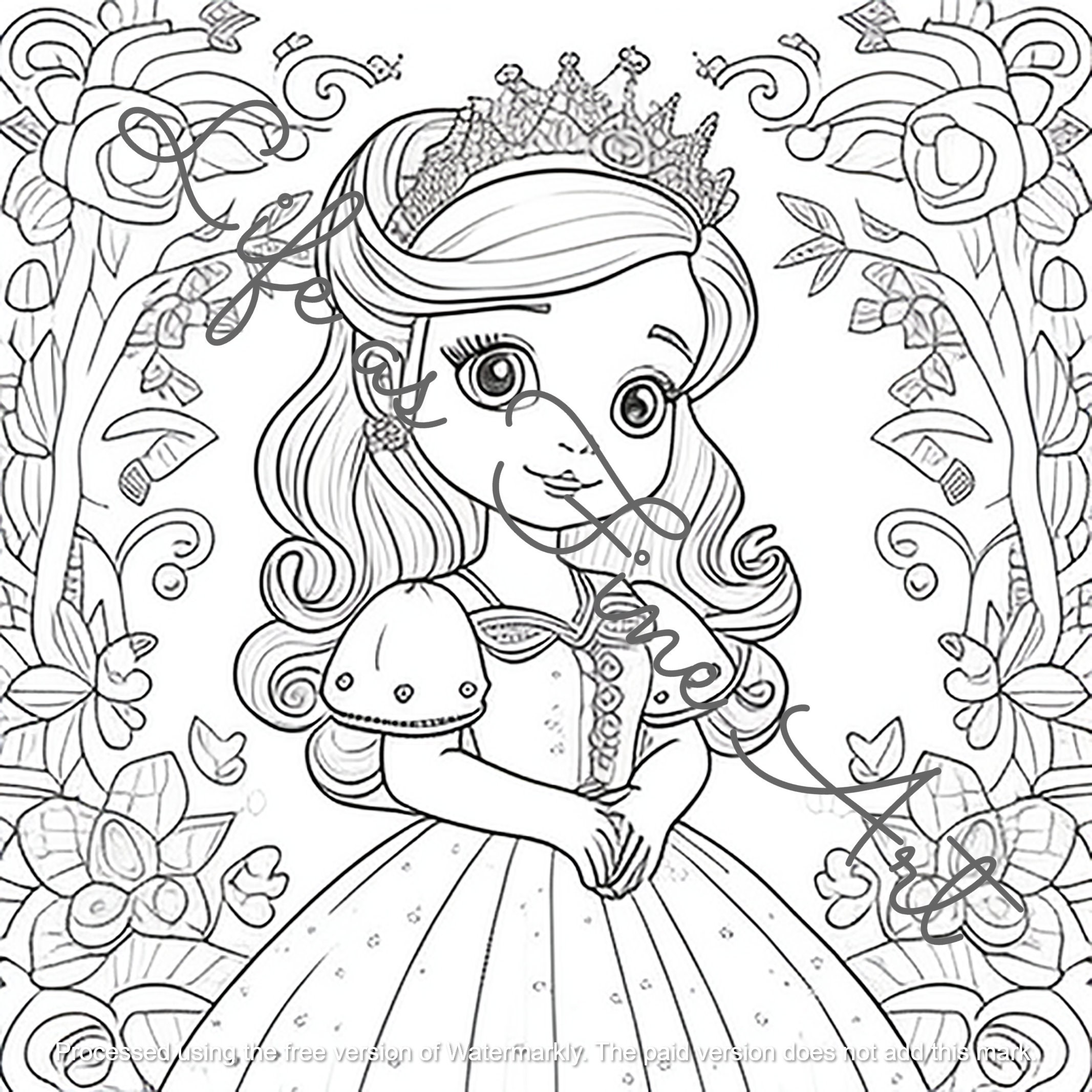 Cartoon Little Princess Coloring Pages for Girls | KDP Interior ...