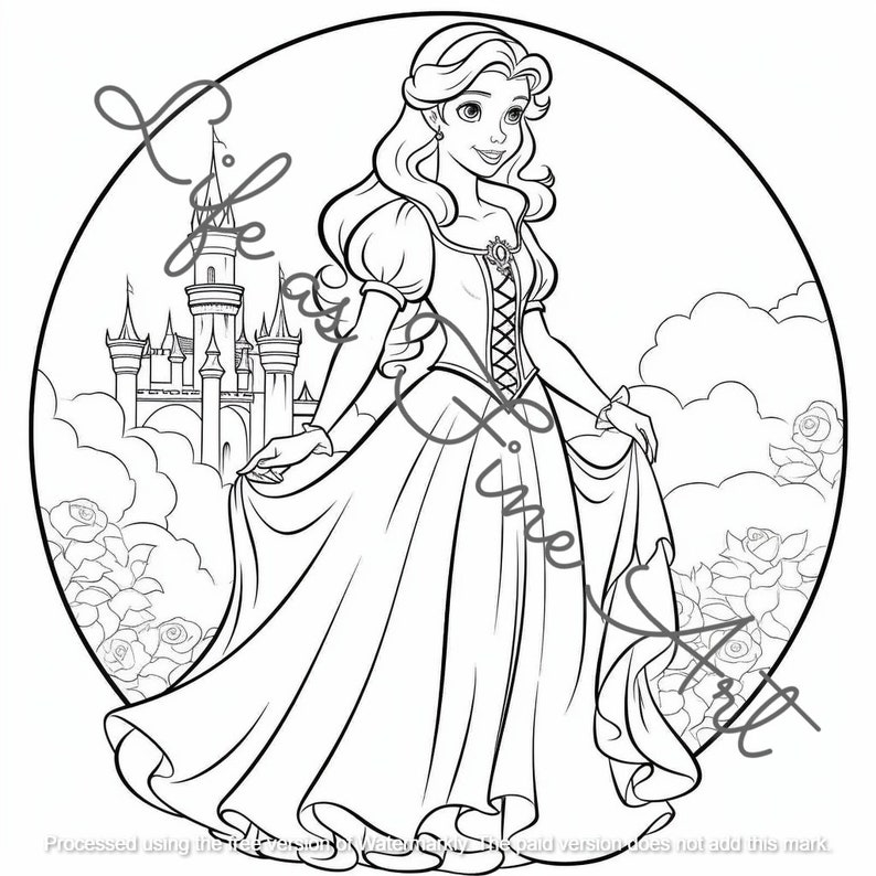 Cartoon Princess Coloring Pages for Girls KDP Interior Coloring Book 40 ...
