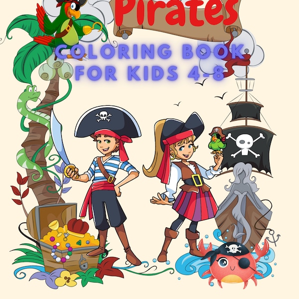 Pirates Coloring Book for Kids ages 4-8 | KDP Interior For Your Coloring Book | Pirates Coloring Pages that sell