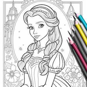Cartoon Princess Coloring Pages for Girls | KDP Interior Coloring Book | 40 Designs for Publishing Coloring Book, personal & commercial use