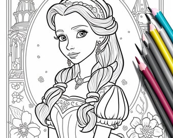 Cartoon Princess Coloring Pages for Girls | KDP Interior Coloring Book | 40 Designs for Publishing Coloring Book, personal & commercial use