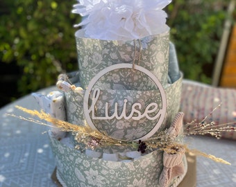 Name ring, name plate, wooden ring, personalized, door wreath, children's room decoration, baby party, baby shower, gender reveal, birth gifts