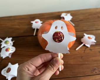 Halloween set of 10, lollipop disguise, trick or treat, trick-or-treating, ghost, sweets, lollipop holder, little something, gift