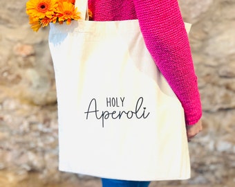 Einkaufstasche, Baumwolltasche mit Spruch, Stofftasche, personalisiert, Jutebeutel, Aperol, Holy Aperoli, nachhaltig