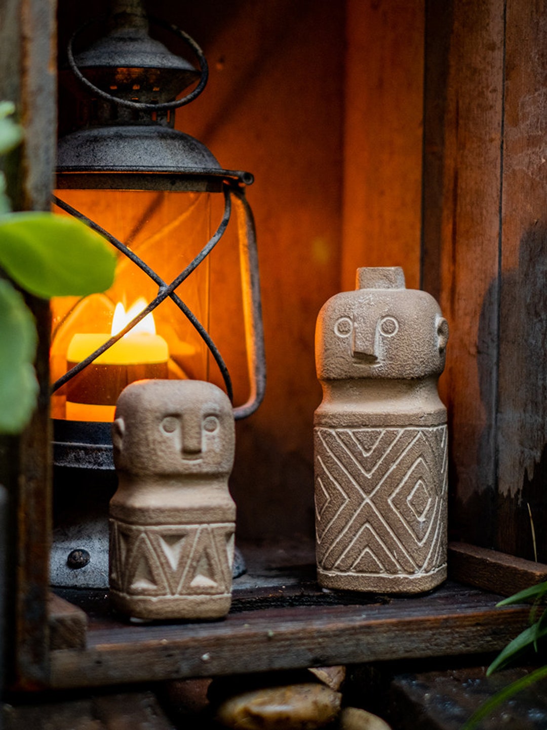 Ancient Style God Statue Ornaments Geometric Art Imitation Stone Statue