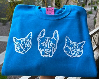Benutzerdefinierter Pet Crewneck Pullover | Personalisiertes Haustier Sweatshirt | Haustierliebhaber Geschenk | Custom Hund, Katze, etc. Pullover | Hergestellt aus Haustierfoto + Text