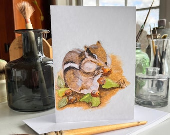 Chipmunk and Acorn Card (Pack of 5)