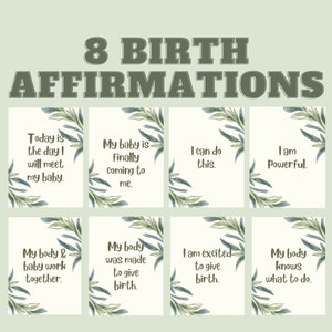 Lot de 8 cartes pour affirmations de naissance | Imprimable | Téléchargement numérique