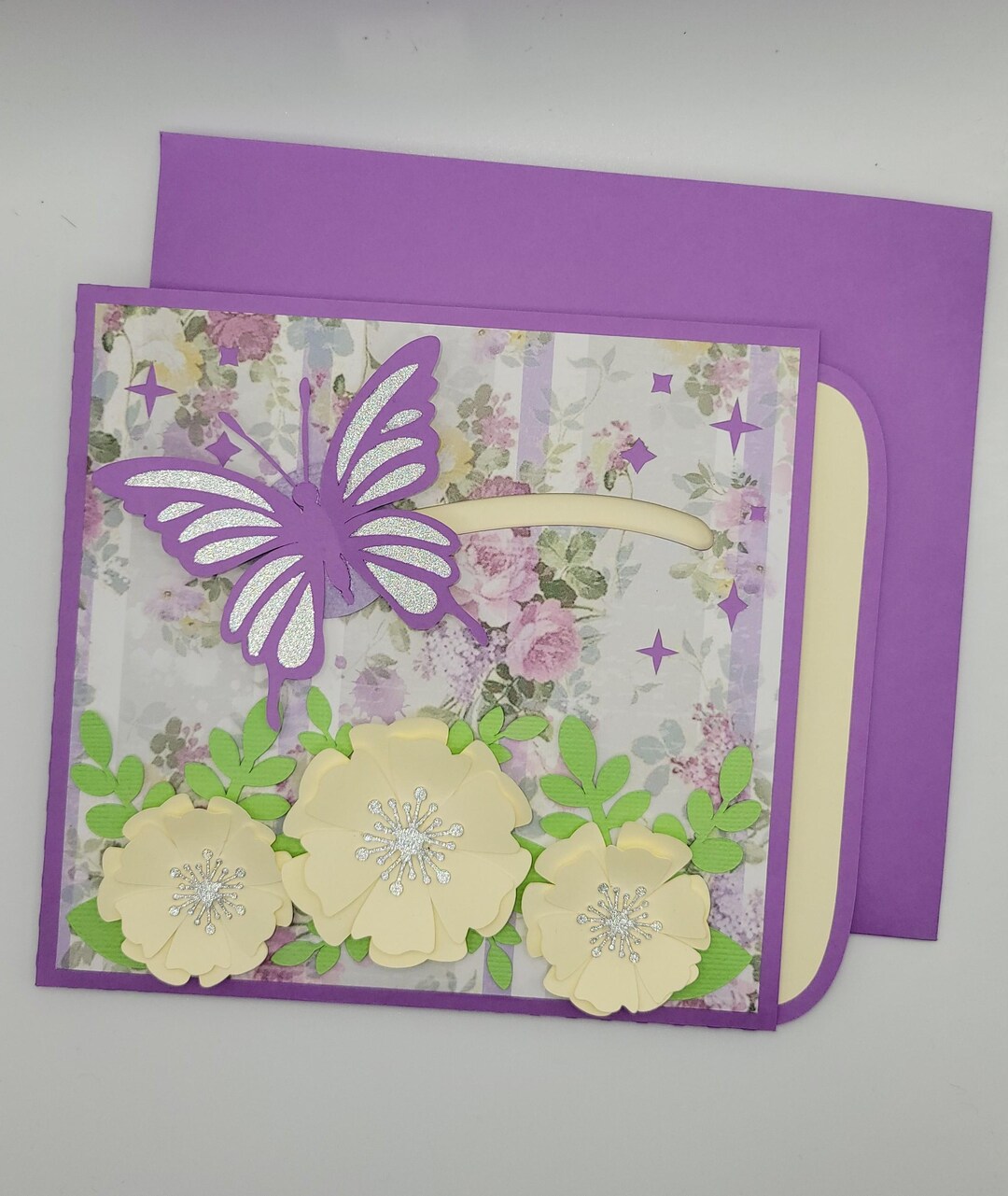 Greeting Card - Purple Butterfly Blank Slide - Etsy
