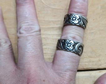 Spoon Ring, Floral Ring, Vintage Stainless Ring