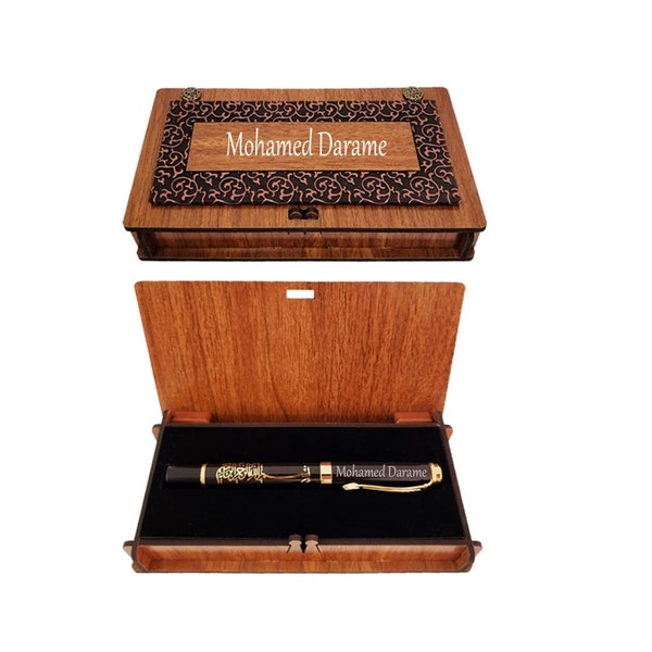 Bismillah Islamic Pen, Arabic Bismillah Pen, Islamic Gift, Personalized Pen, Wooden Box Pen, Arabic Gift Pen, Engraving Pen, Islamic Pen