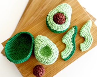 Crochet Avocado Patterns: Montessori Play Food Tutorials (PDF Download)