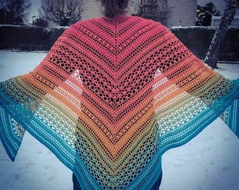 Crochet Shawl Pattern BeautyPain, Easy Crochet Pattern, Scarf Tutorial, Christmas Gift Idea, DIY Shawl, Triangular Shawl, Crochet Shawl