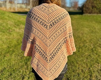 Ella Crochet Shawl Pattern: Lightweight Lace Triangle Wrap (Digital Download)