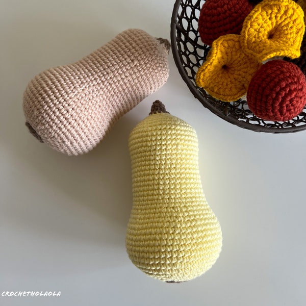 Crochet Butternut Squash Pattern, DIY, Christmas Gift Idea, Crochet Easy Pattern, Kids Kitchen Accessory, Easy Craft, Handmade Toy