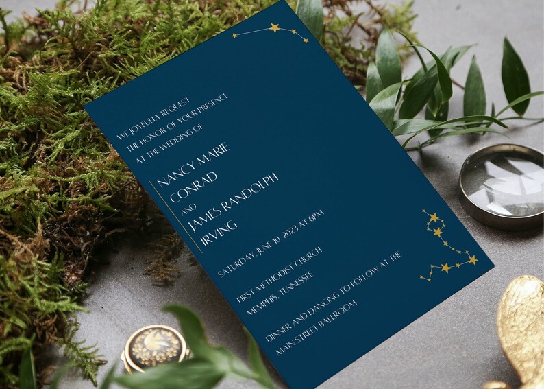 Celestial Wedding Invitation Template Pisces and Aries Wedding Invitation Celestial Wedding Invitation Wedding Template