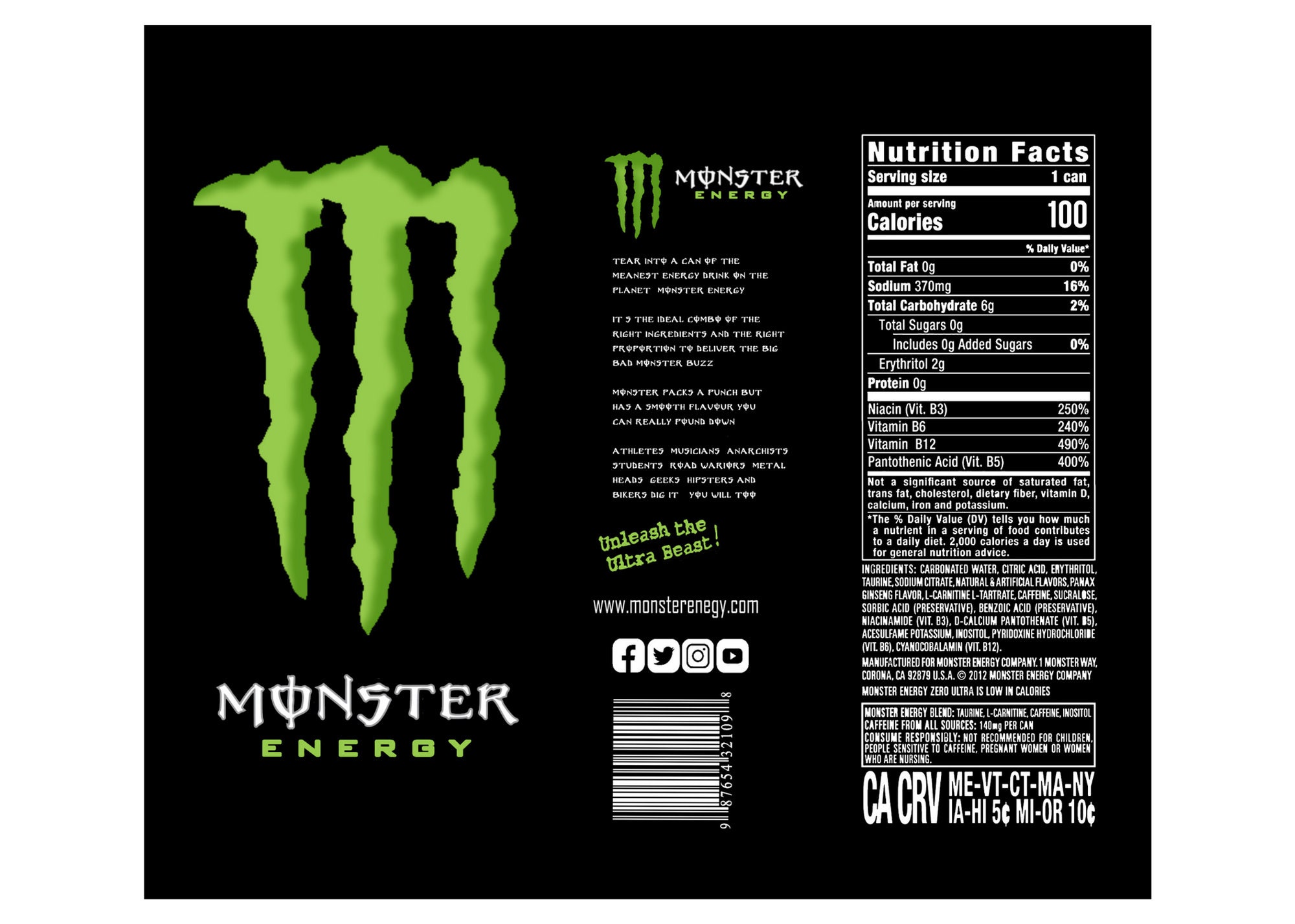 Green Monster 20oz Sublimation Energy Drink Sublimations Etsy