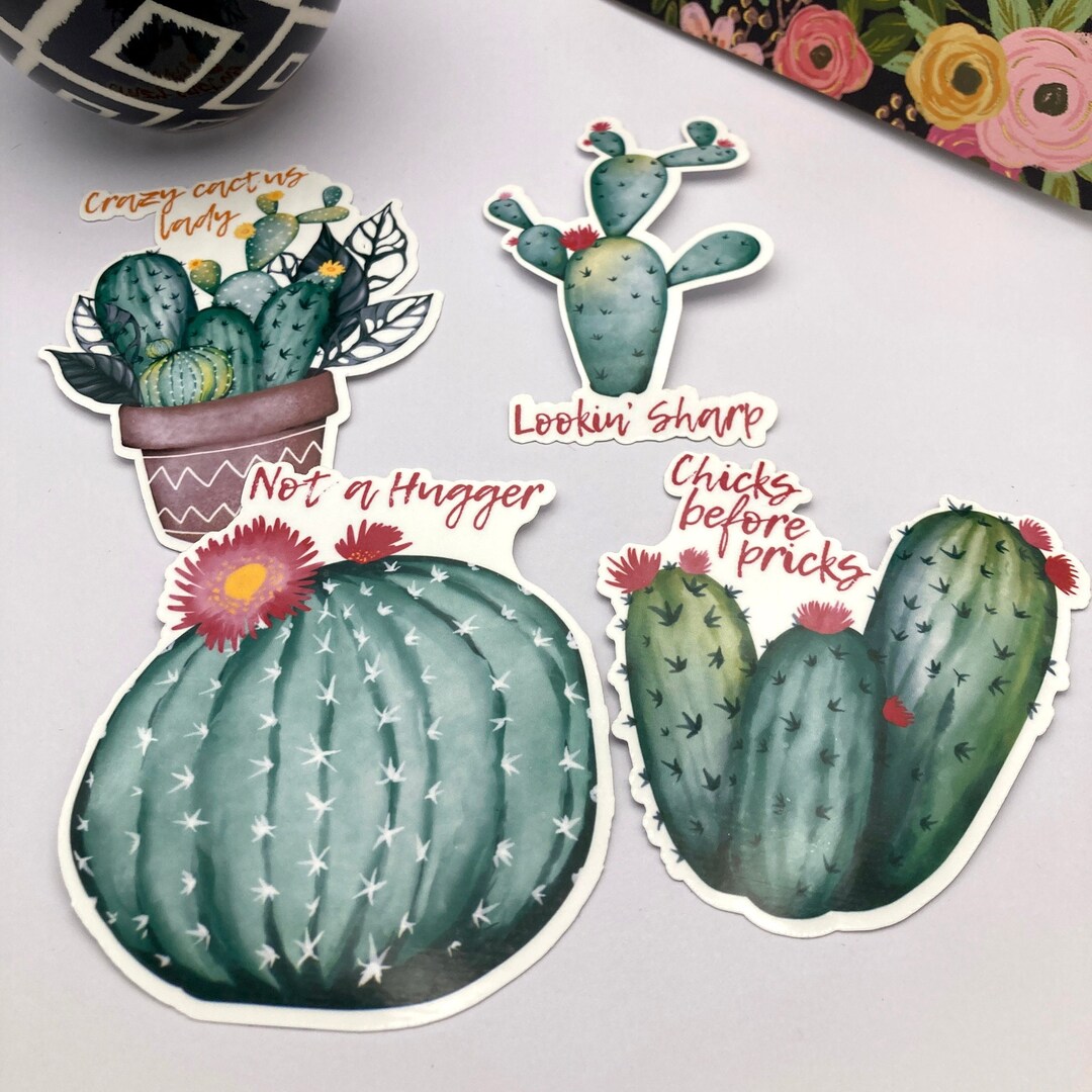 Cactus Vinyl Sticker Pack, Succulent Sticker, Laptop Decal, Water