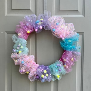 Easter Wreath, Easter bauble wreath, Easter decor, Easter pastel decor
