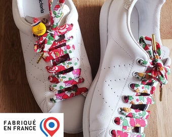 Lacets en tissu Liberty motifs au choix Betsy Capel Wiltshire, lacets chaussures baskets stan smith veja converse, tons rose rouge