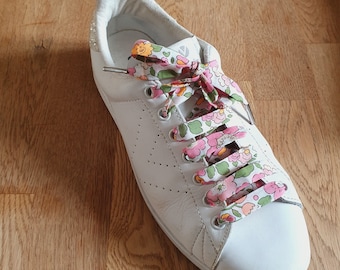 Lacets en tissu Liberty au choix, Liberty of London, lacets chaussures, baskets, sneakers, stan smith veja, SOLDES tons rose et rouge