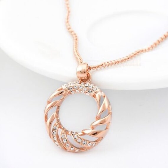 18K Rose Gold Filled Lucky Ring Fashion Pendant Necklace With Etsy