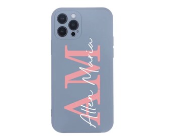 Lover Custom Couple Name Phone Case For iPhone 11 12 13Pro Max XS XR 7 8P Personalized Colorful Original Silicone  Cover