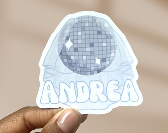 Disco Bride Name Sticker Personalized Bachelorette Decor For Bridal Party Disco Themed Bachelorette Party Last Disco Party Favor Sticker