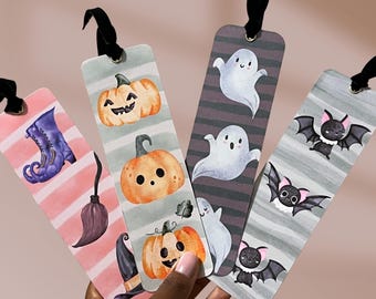 Halloween Bookmark Set Watercolor Ghost Marker Fall Pumpkin Book Lover Witch Boot Design Autumn Book Accessory Reader Present Gift Spooky