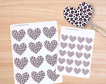 Hearts Sticker Sheet Pink Leopard Print Heart Stickers for Valentines Day Envelope Seal Pink Party Decor Animal Print Party Favor Sticker