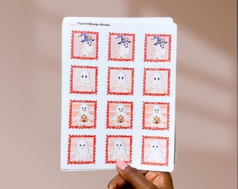 Halloween Sticker Sheet Ghost Planner Decoration Cute Spooky Adhesive Paper Craft Supply Autumn Scrapbook Embellishment Envelope Sticker
