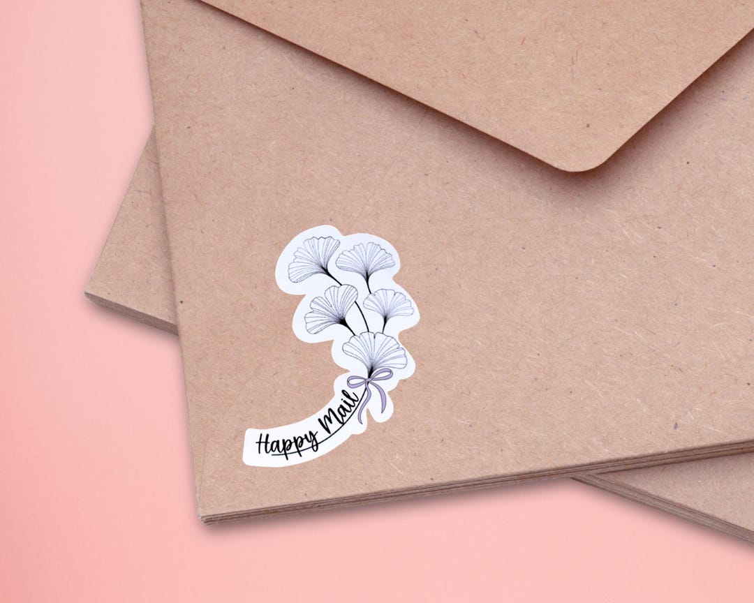 Inbox Labels Pretty Happy Mail Sticker Sheet Small Business Packaging Labels Cute ...