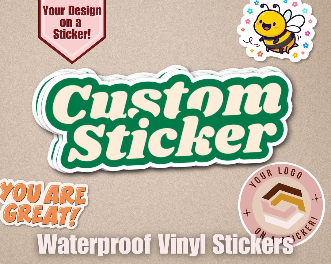 Custom Vinyl Sticker Waterproof Design Personalized Logo Glossy Finish ...
